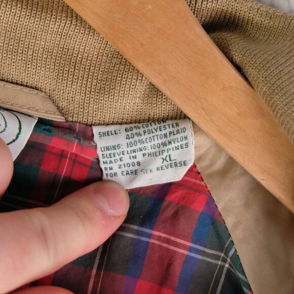 Vintage Izod Lacoste Herrington Jacket Mens Extra Large Beige Bomber Oversized - Picture 10 of 12